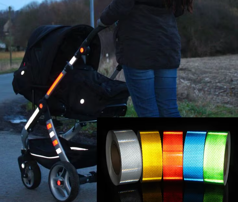 Material reflectante de PVC y PET en forma de panal, hoja de pegatinas reflectantes autoadhesivas, uso de advertencia, cinta reflectante temporal para seguridad
