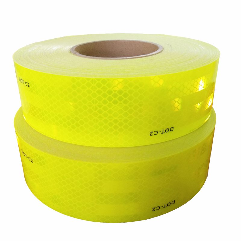 Accesorios para automóviles Mirco de grado diamante prismático reflejo advertencia amarillo reflector de seguridad pegatina de rollo cinta reflectante para camión