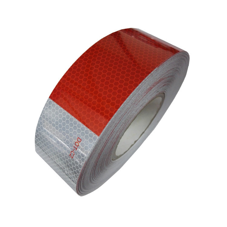 50 mm de color rojo-blanco DOT-C2 cinta reflectante luz cinta reflectante cuentas de vidrio cinta reflectante