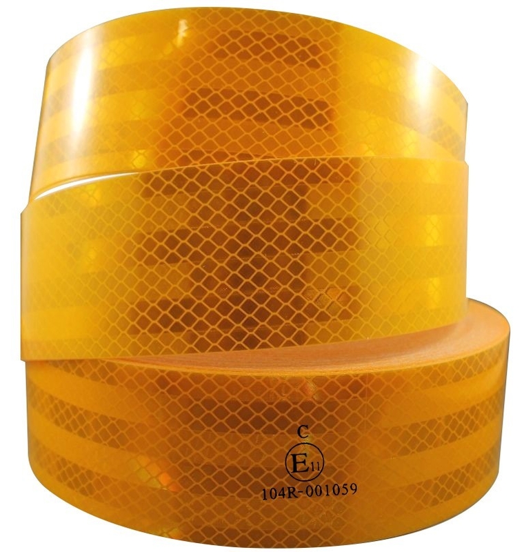 ECE 104R Grado de diamante amarillo autoadhesivos de radio cinta retroreflectiva cinta para camión
