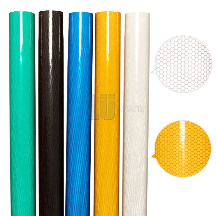 Hoja reflectante de PVC de grado comercial 1.24M*45.7M/rollo para señales de seguridad vial