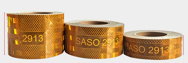 Fabrica suministrado PET metalizado Hi Vis amarillo Saso 2913 cinta reflectante para automóviles camiones material reflectante