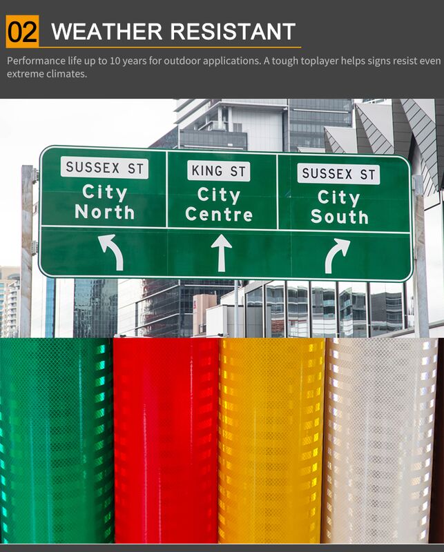Rollo de película reflectante de radio de vinilo, lámina reflectante microprismática estampada en blanco Retro de 48 pulgadas x 150 pies, rollo de película reflectante para señales de carretera
