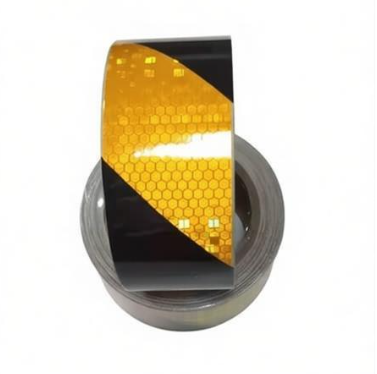 Cinta reflectante imprimible de PVC amarillo y negro de 20cm x 50m, cinta a rayas con entramado de cristal en forma de panal para vehículos de automóviles y camiones